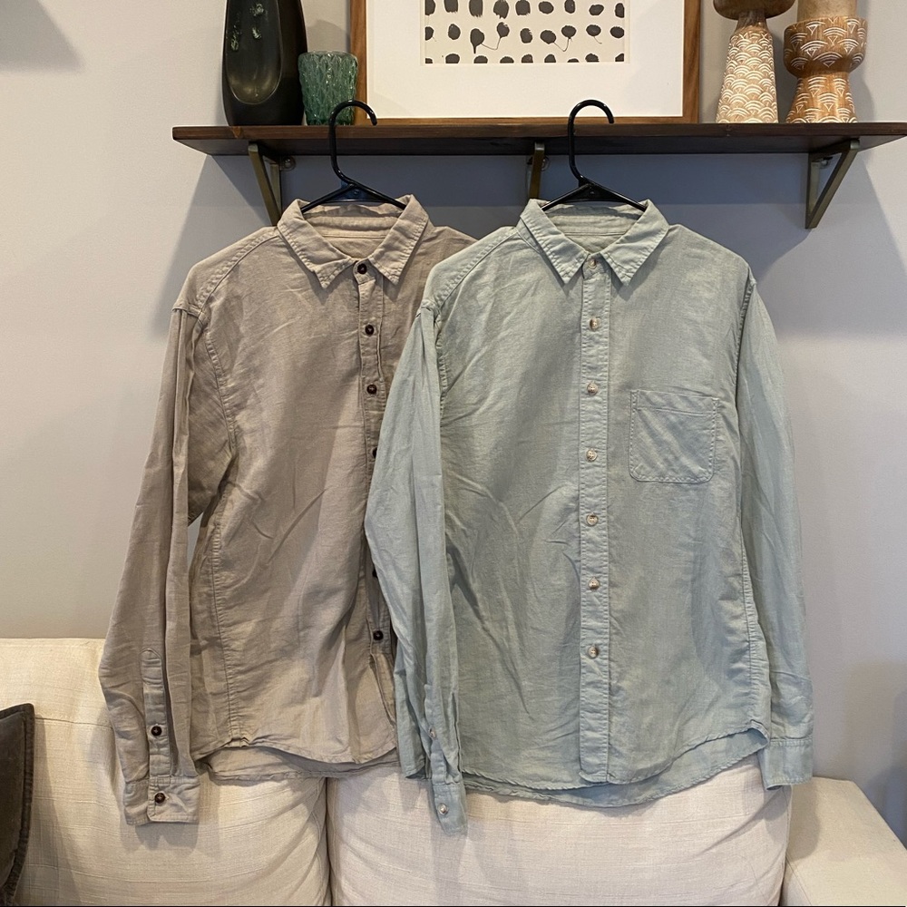 2 Mollusk Button Down Shirt - Blue & Gray